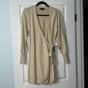 NWT Lulu’s cream wrap sweater dress Sz large